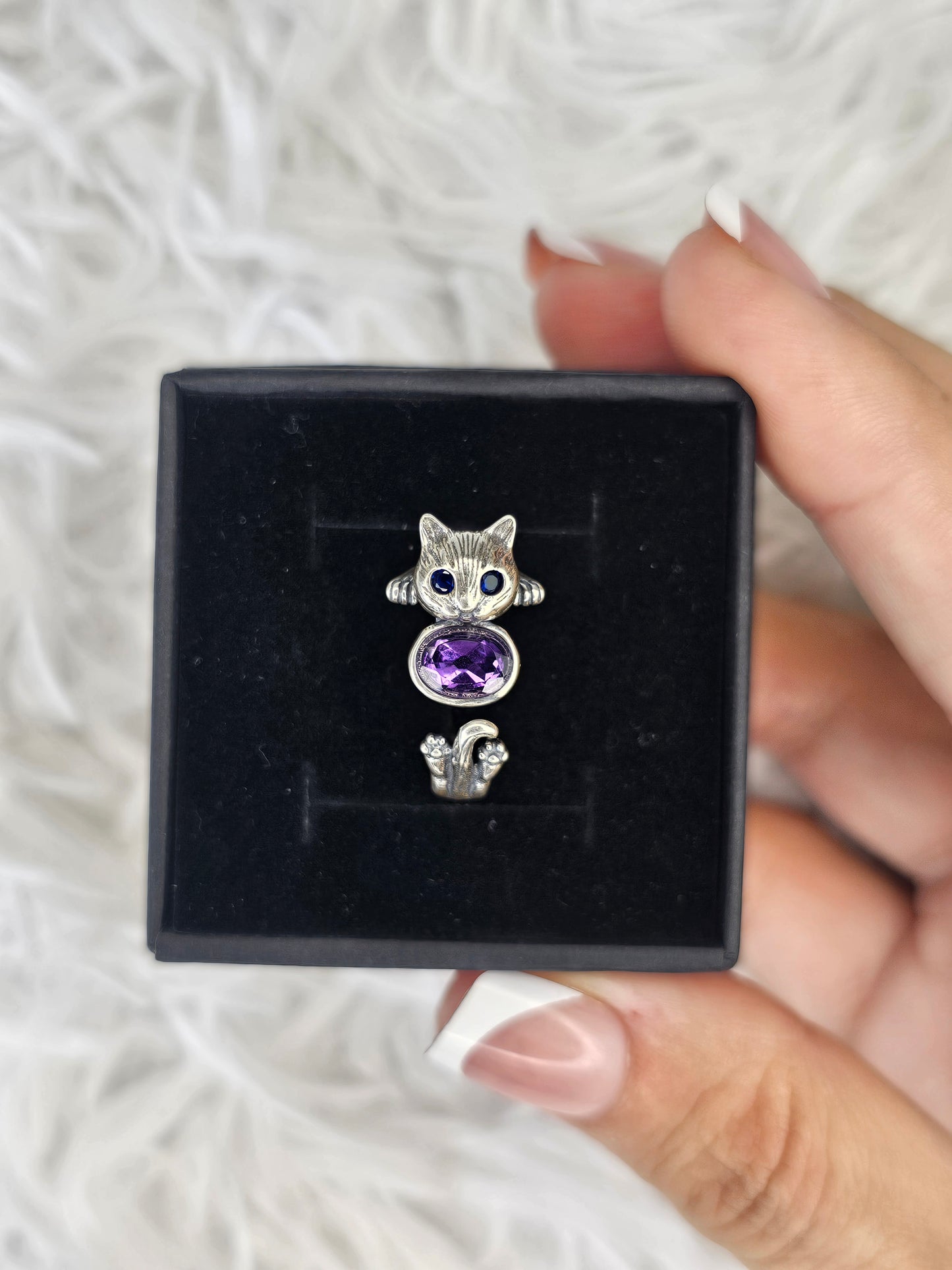 S925 Silver Adjustable Cat Ring - MAS0933