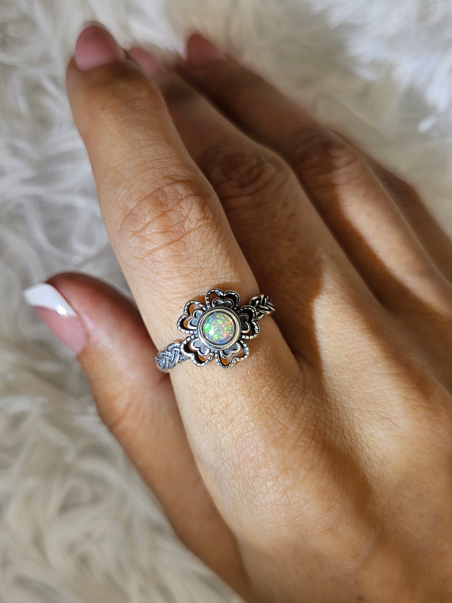 S925 Silver Adjustable Flower Ring - MAS0926