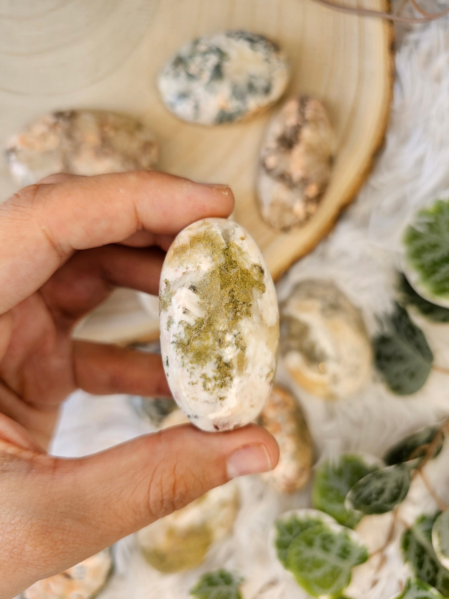 Stilbite with Heulandite Palm Stone - MAS0589