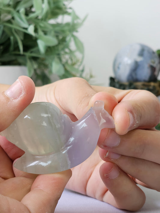 Imperfect: Lavender Fluorite Snail (broken head, missing ear) - MAS0810