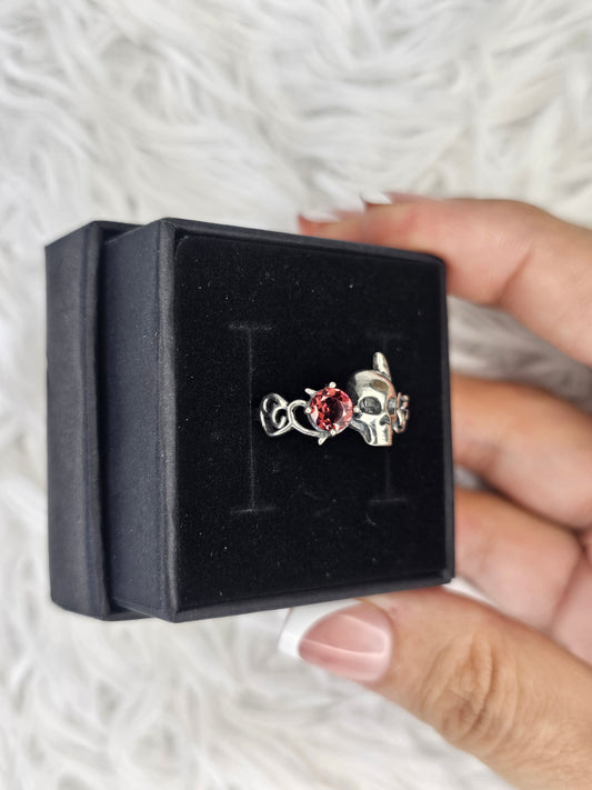 S925 Silver Adjustable Garnet Ring - MAS0954