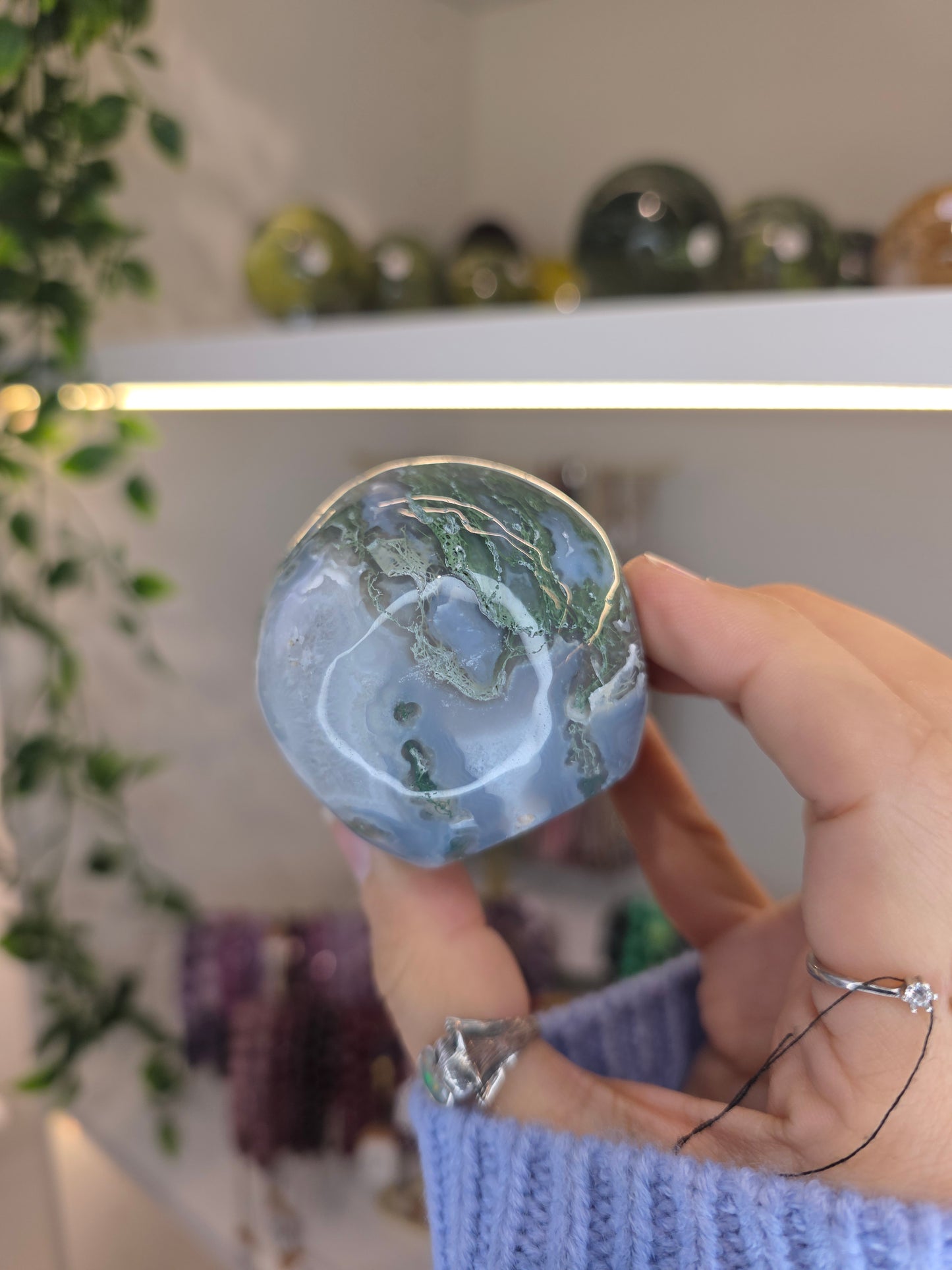 Moss Agate Skull D