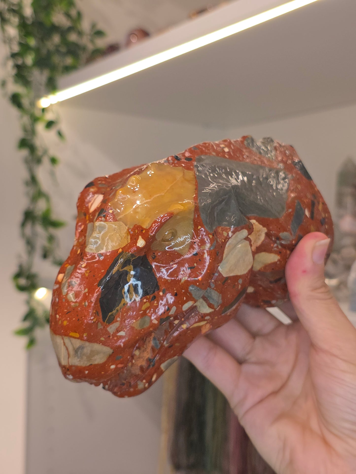 Red Puddin Stone Jasper Dinosaur T-Rex Carving