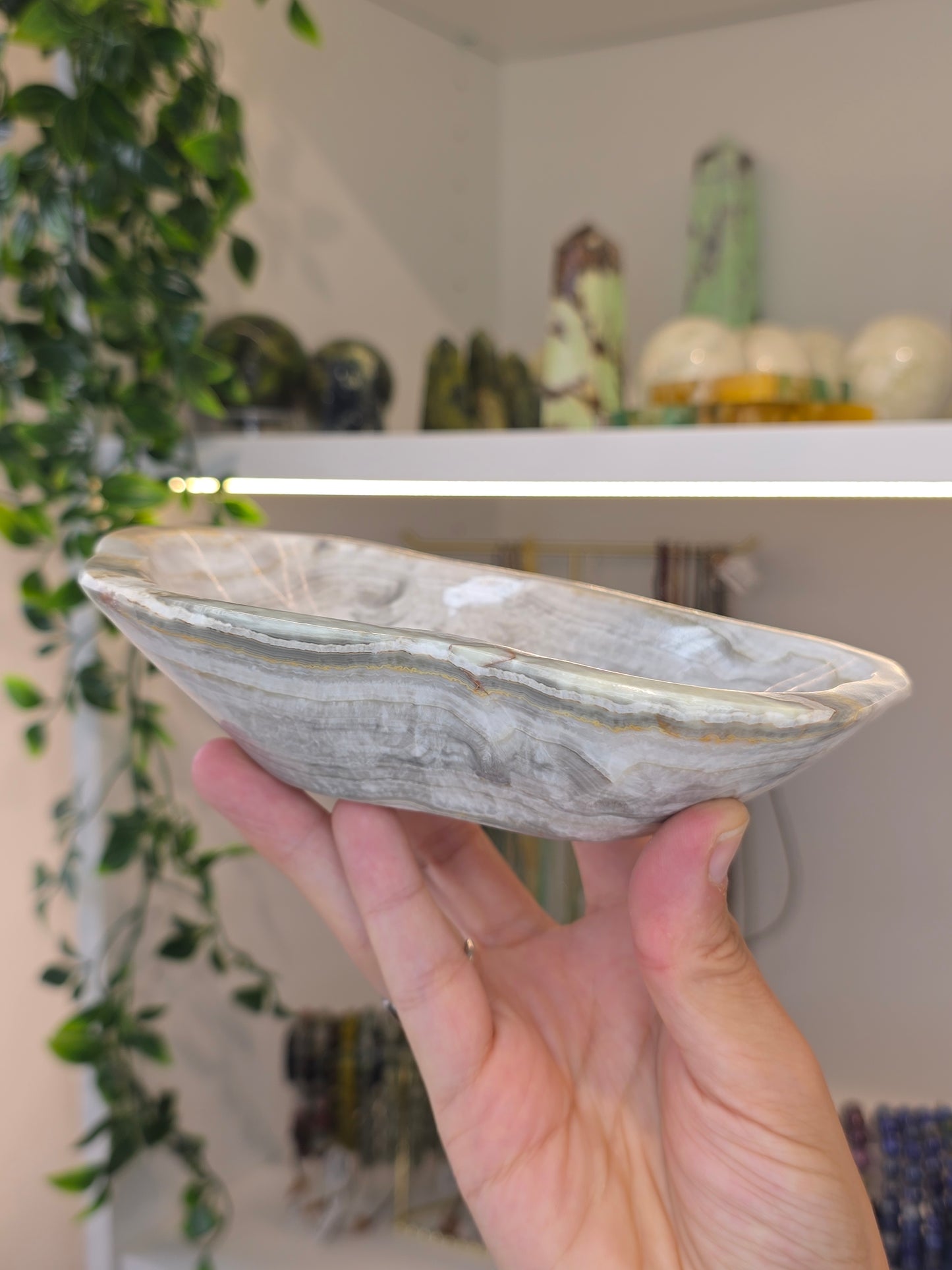 Mexican Onyx Freeform Bowl - Banded Calcite - C
