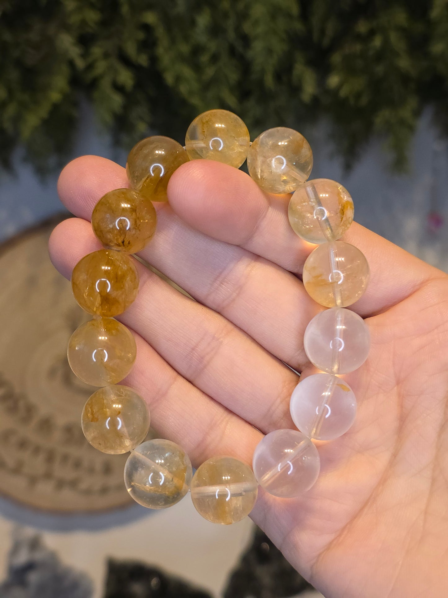 Rose Quartz with Golden Healer 16mm Bracelet