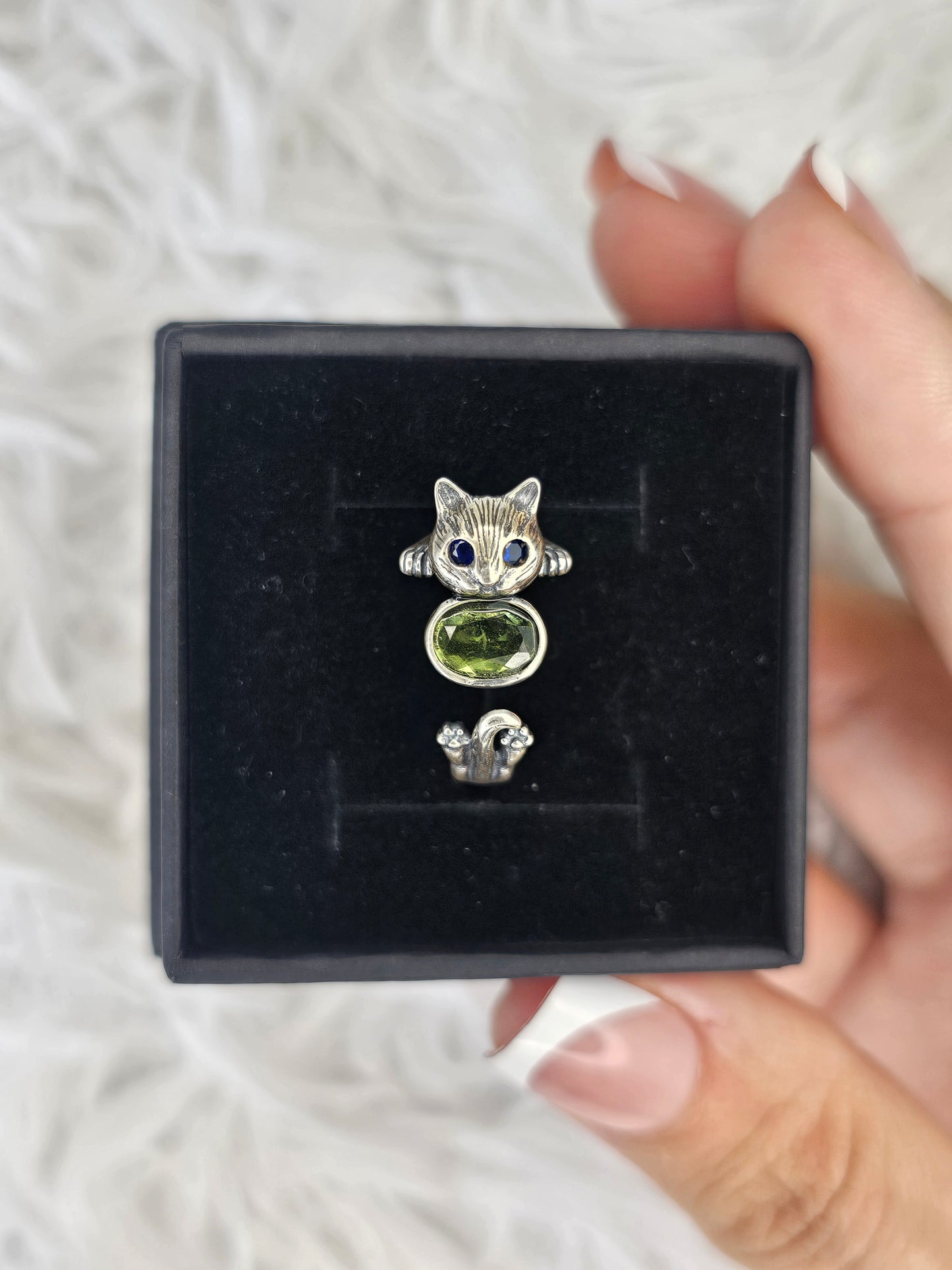 S925 Silver Adjustable Cat Ring - MAS0933