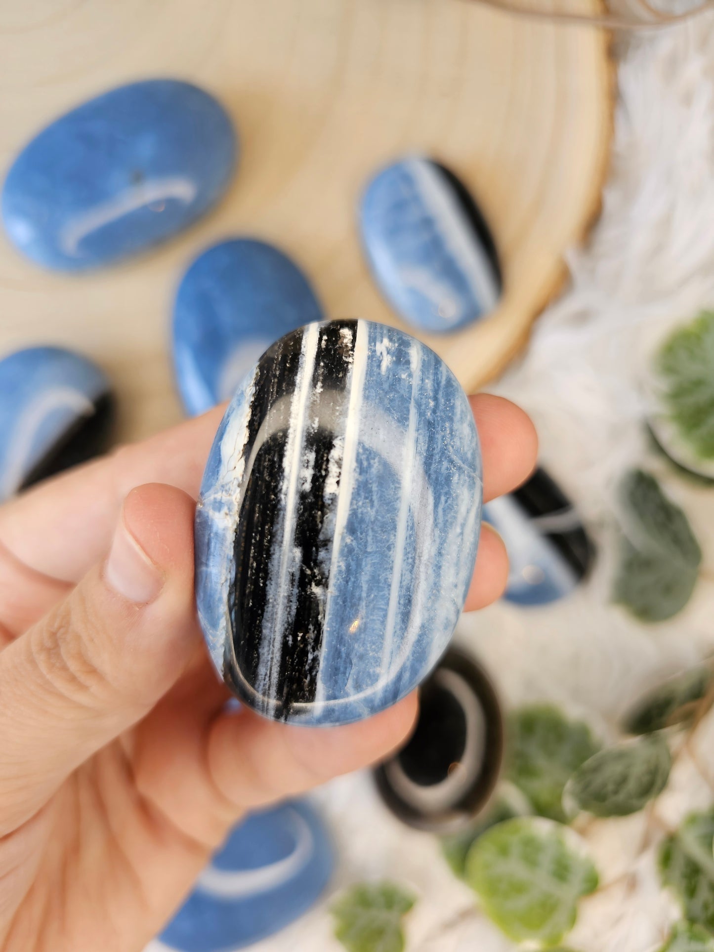 Blue Opal Palm Stone - MAS0583