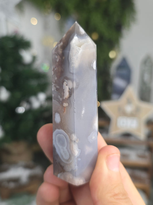 Black Flower Agate Tower - MAS6015