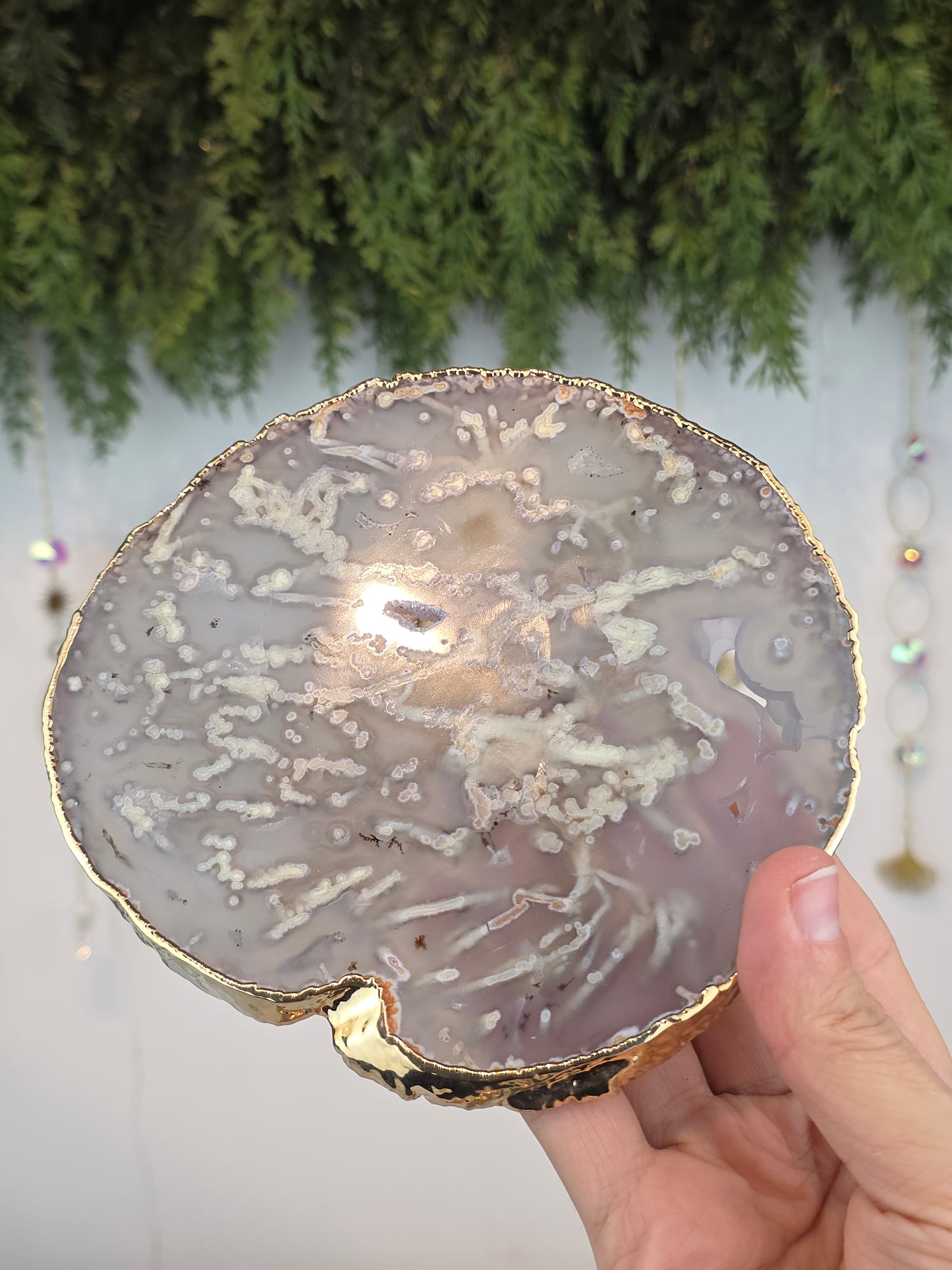 Brazilian Agate Slab with Gold Plated Edges