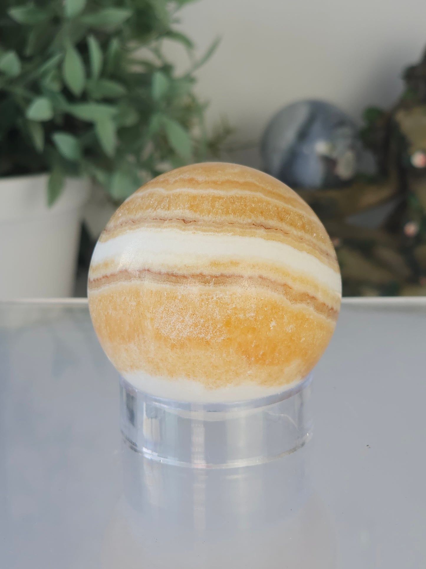 Banded Orange Calcite Sphere - MAS0705