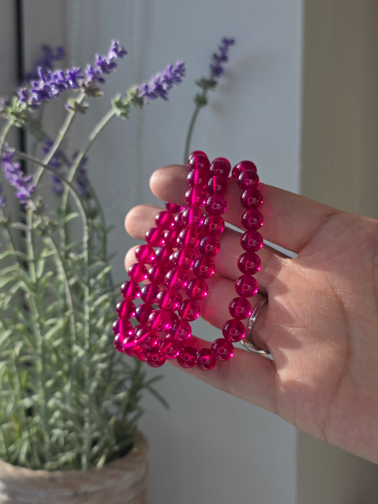 High Grade Flashy Ruby - Round Bead Bracelet 8mm