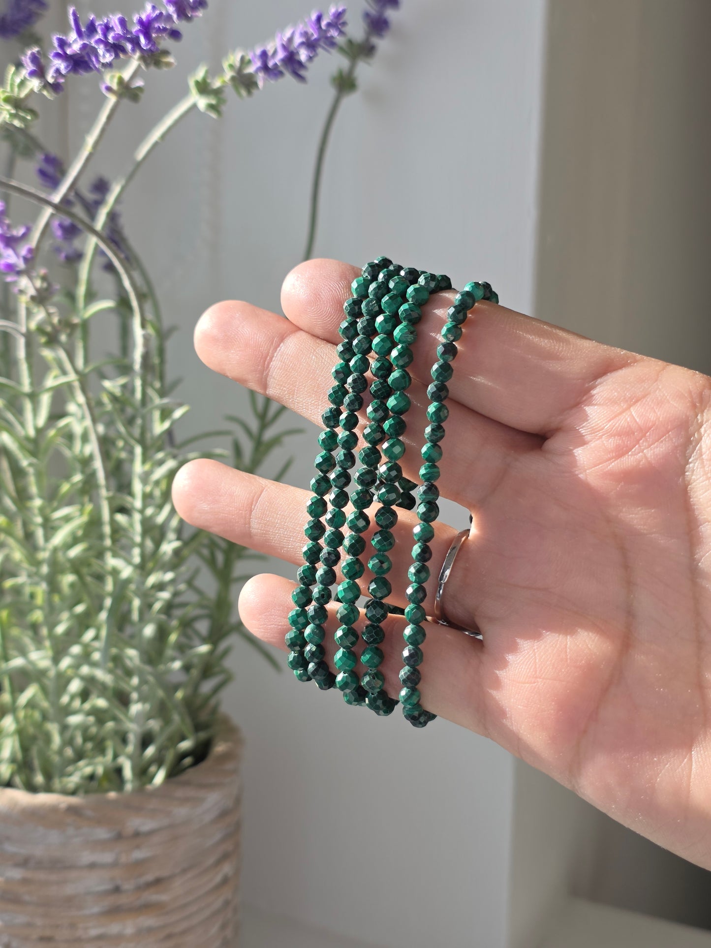 Malachite - Round Facetted Bracelet 4mm