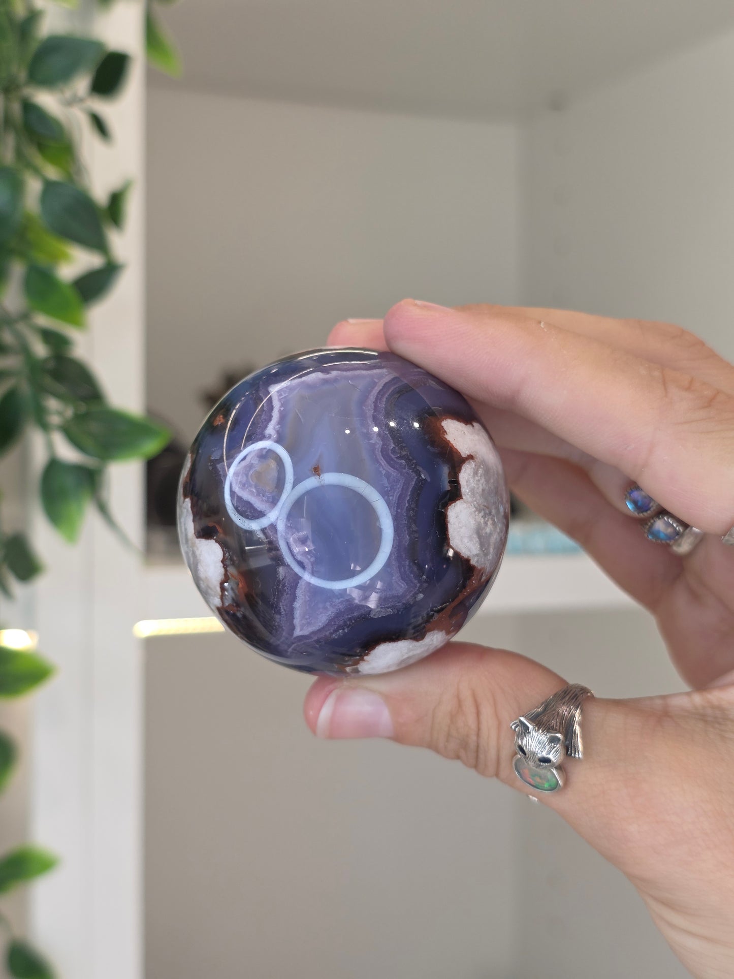 Blue Flower Agate Sphere - M