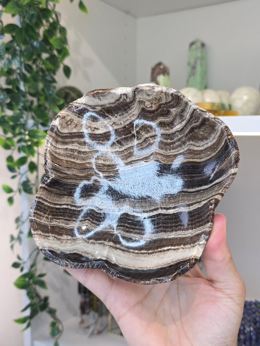 Mexican Onyx Freeform Bowl - Chocolate Calcite - A
