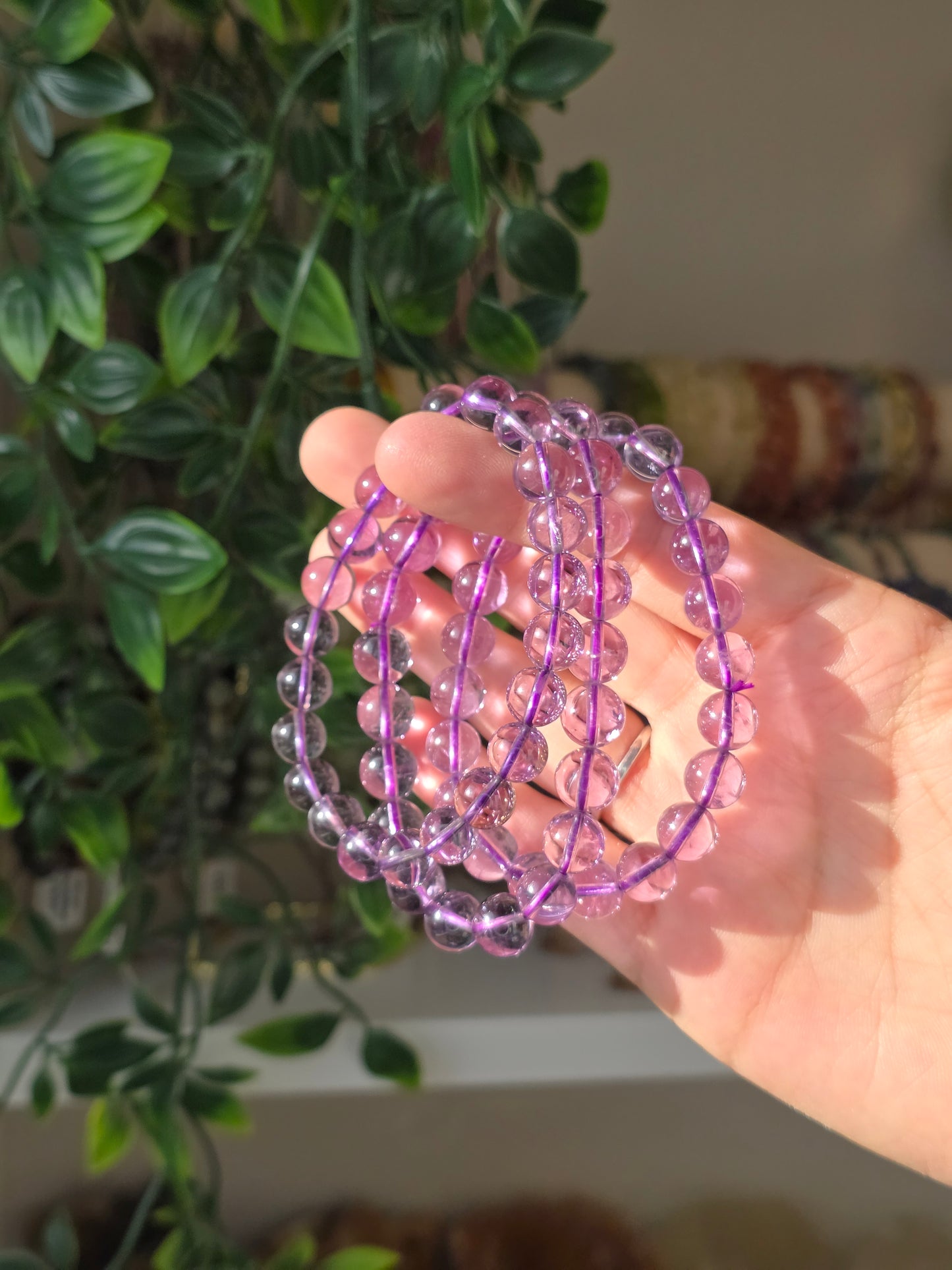Brazilian Lavender Amethyst - Round Bead Bracelet 9mm