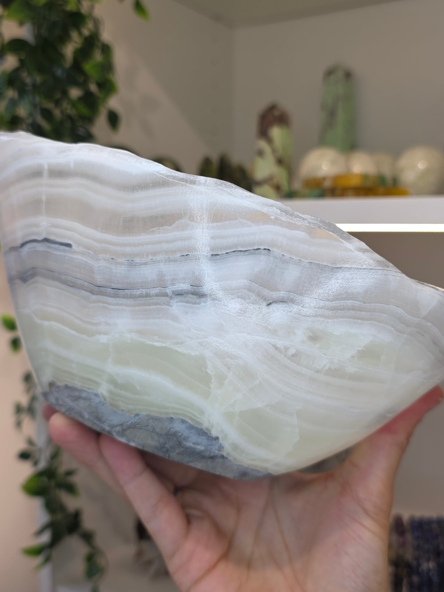 Extra Large Mexican Onyx Bowl - Green Calcite
