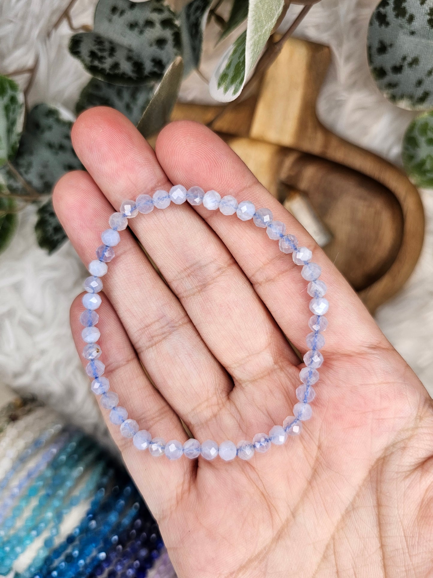 4mm Facetted Amethyst, Aquamarine, Blue Lace, Ruby Zoisite, Lapis Lazuli, Sodlite, Tourmaline, Lepidolite, Malachite, Apatite, Amazonite Moonstone Bracelet - MAS0991