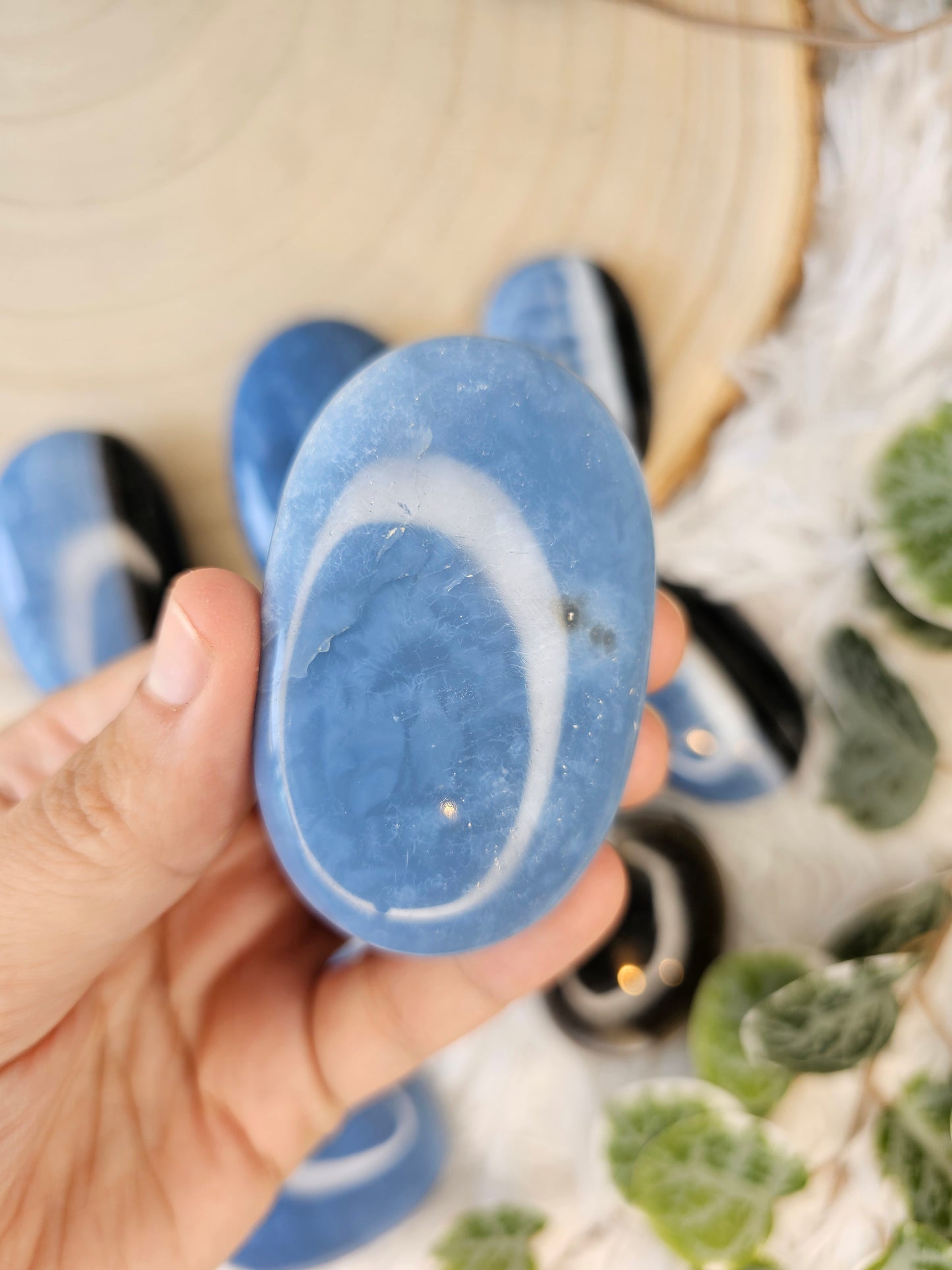 Blue Opal Palm Stone - MAS0583