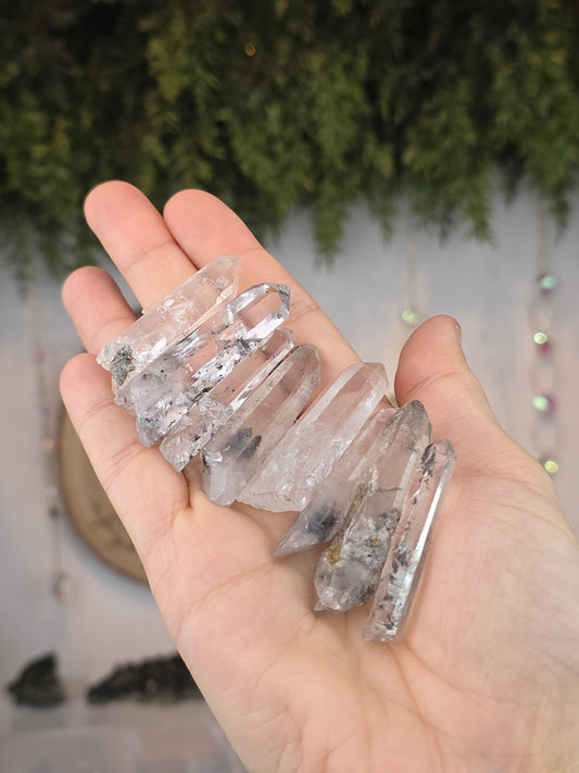 Intuitively Chosen Brazilian Hematite Included Lemurian Quartz Raw Points