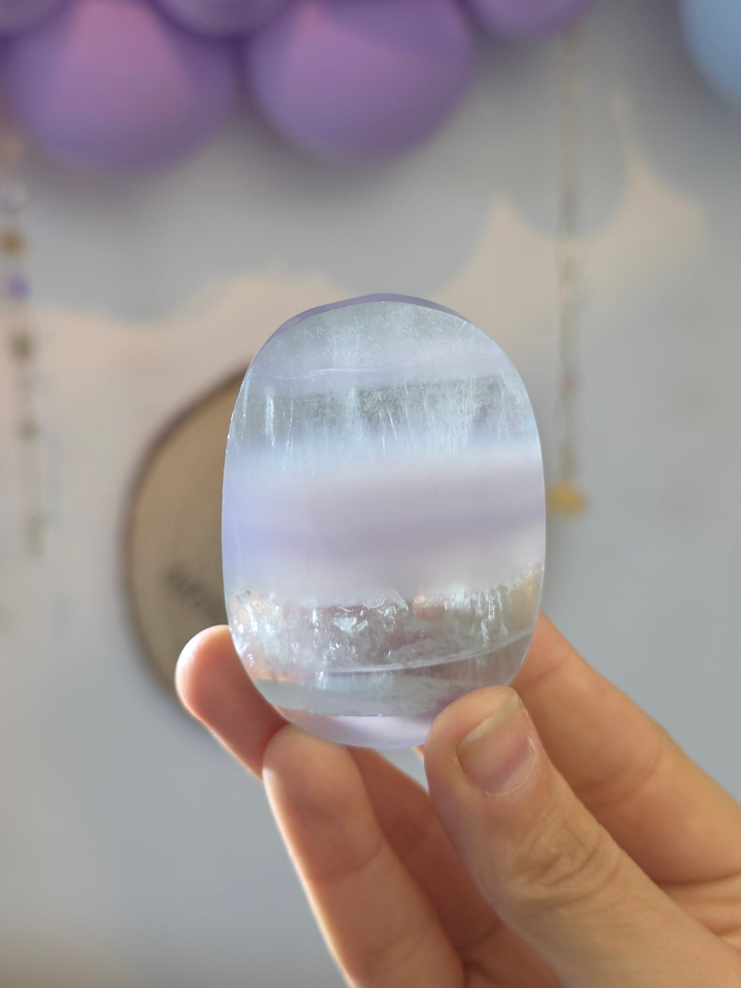 Chinese Banded Yttrium Flourite Palm Stone
