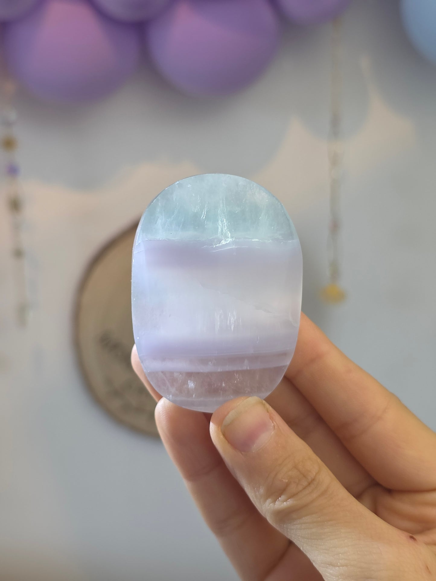 Chinese Banded Yttrium Flourite Palm Stone