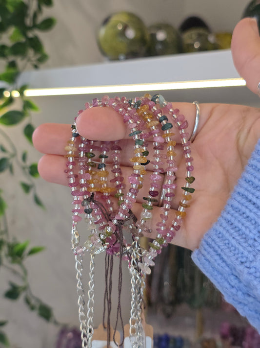 Tourmaline Nugget Bracelet With Silver Claps And Spacers 5mm