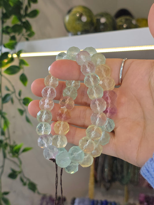 Facetted Fluorite Bead Bracelets 11.5mm