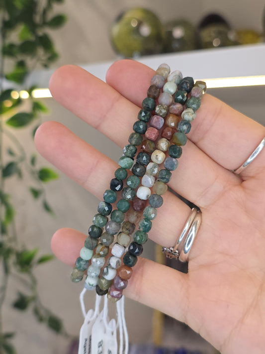 Facetted Moss Agate Bracelets 5mm