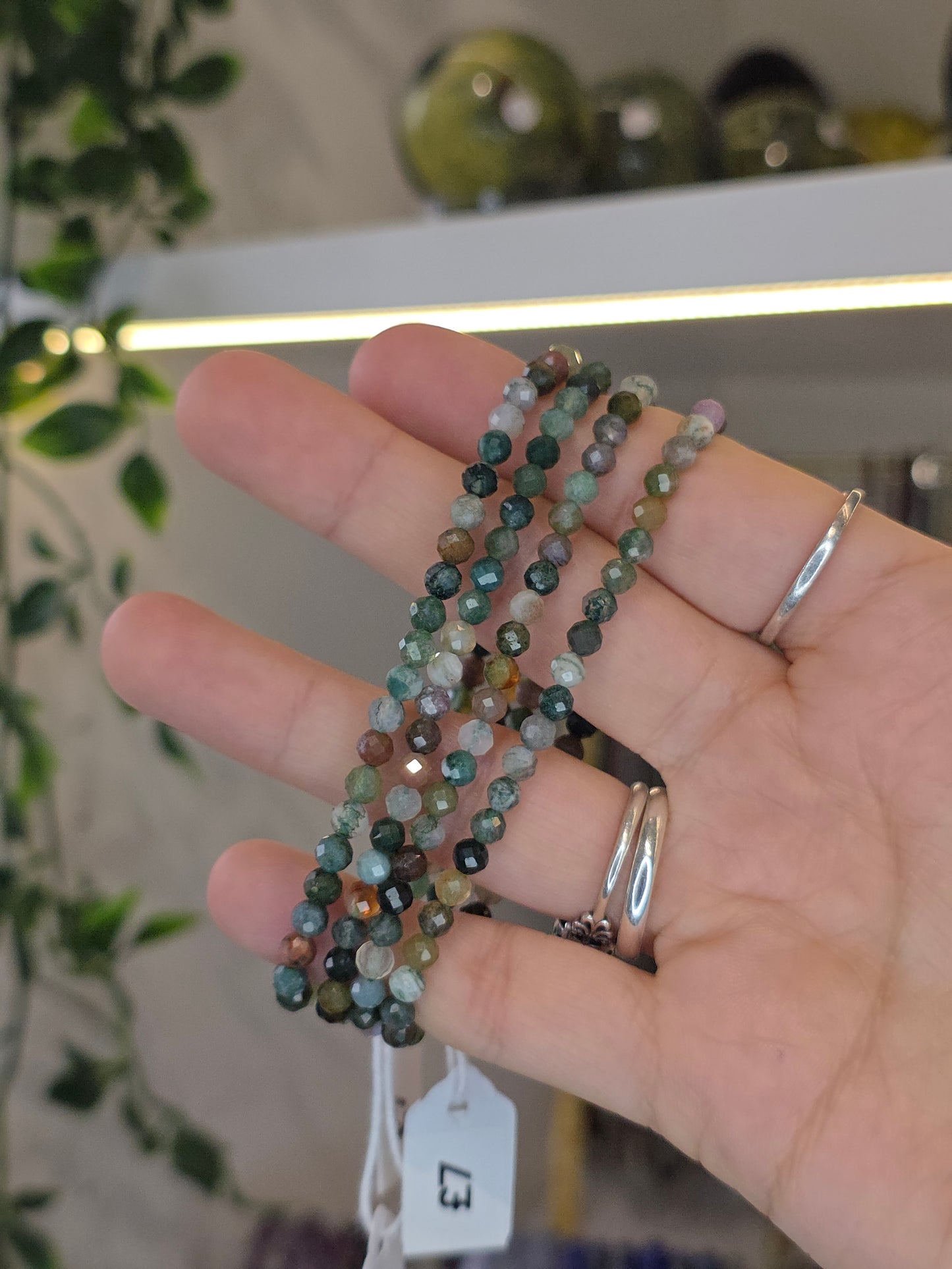 Facetted Moss Agate Bracelets 4mm