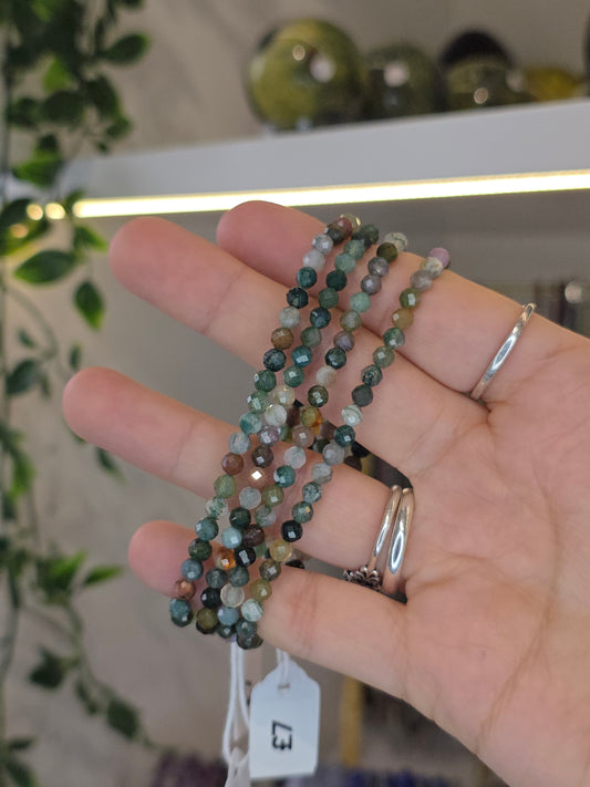 Facetted Moss Agate Bracelets 4mm