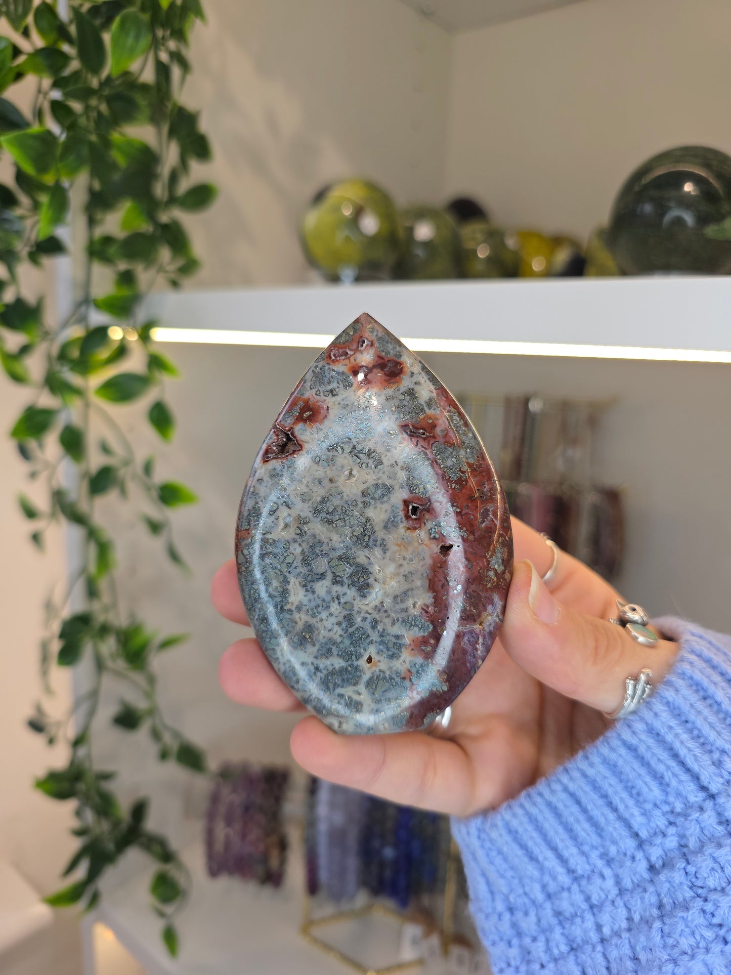 Indonesian Red Marcasite Freeform Tear Drop Flame B