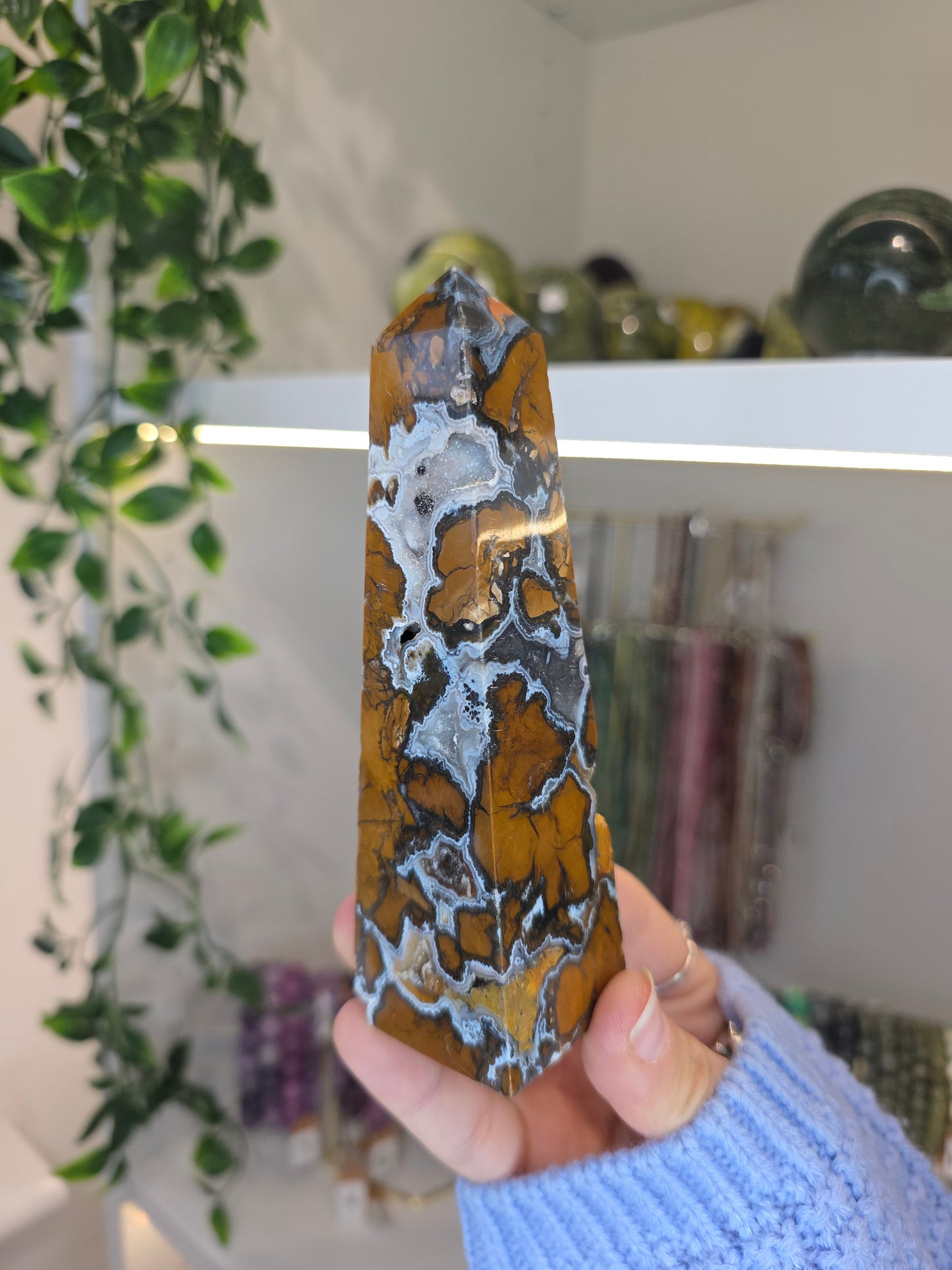 Indonesian Rare Blue Brecciated Jasper Tower D