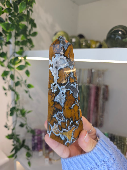 Indonesian Rare Blue Brecciated Jasper Tower D