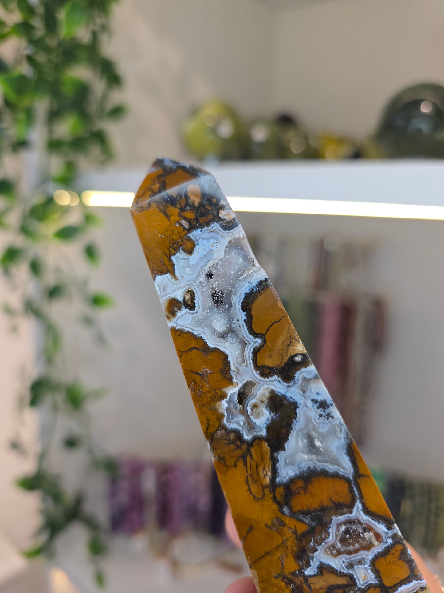 Indonesian Rare Blue Brecciated Jasper Tower D