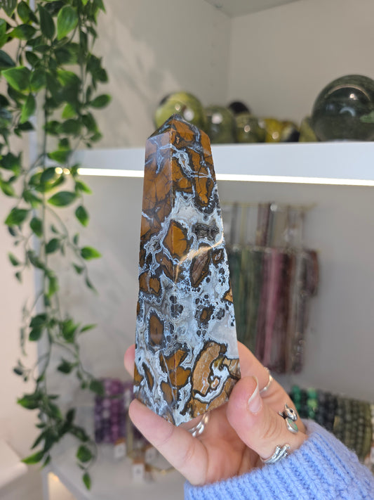 Indonesian Rare Blue Brecciated Jasper Tower E