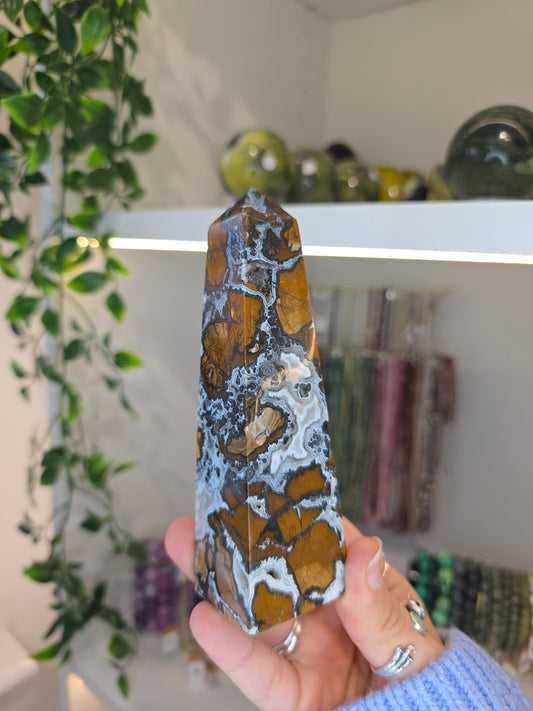 Indonesian Rare Blue Brecciated Jasper Tower E
