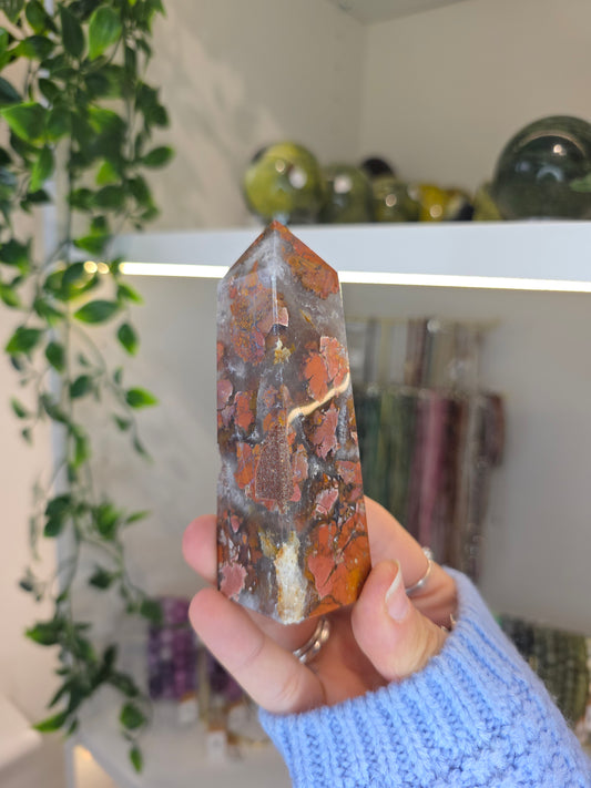 Indonesian Pink Brecciated Jasper Tower E