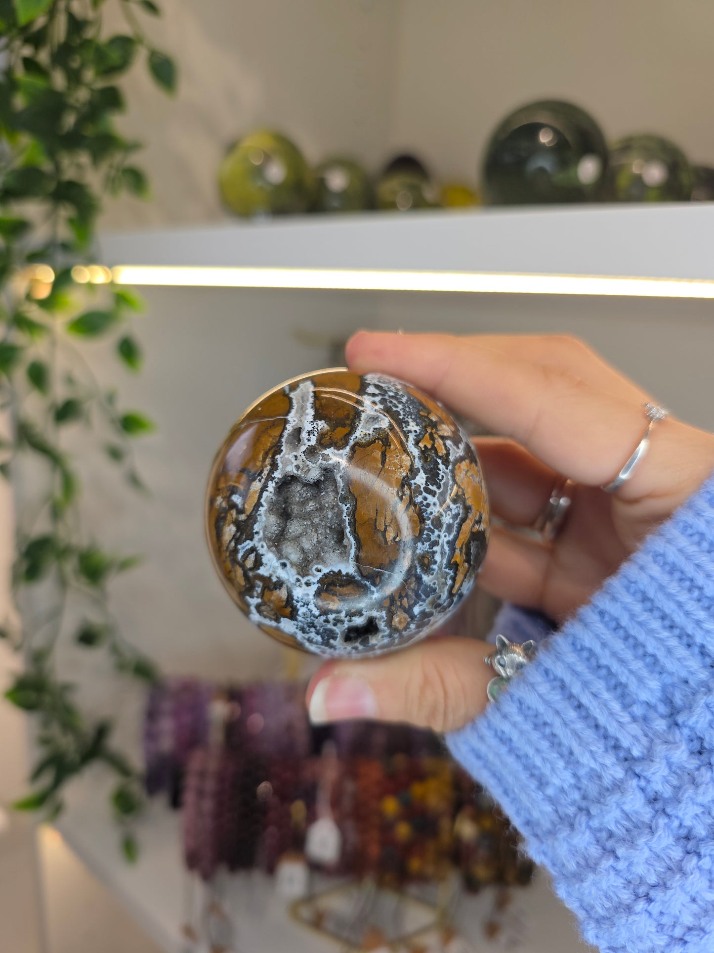 Indonesian Rare Blue Brecciated Jasper Sphere C