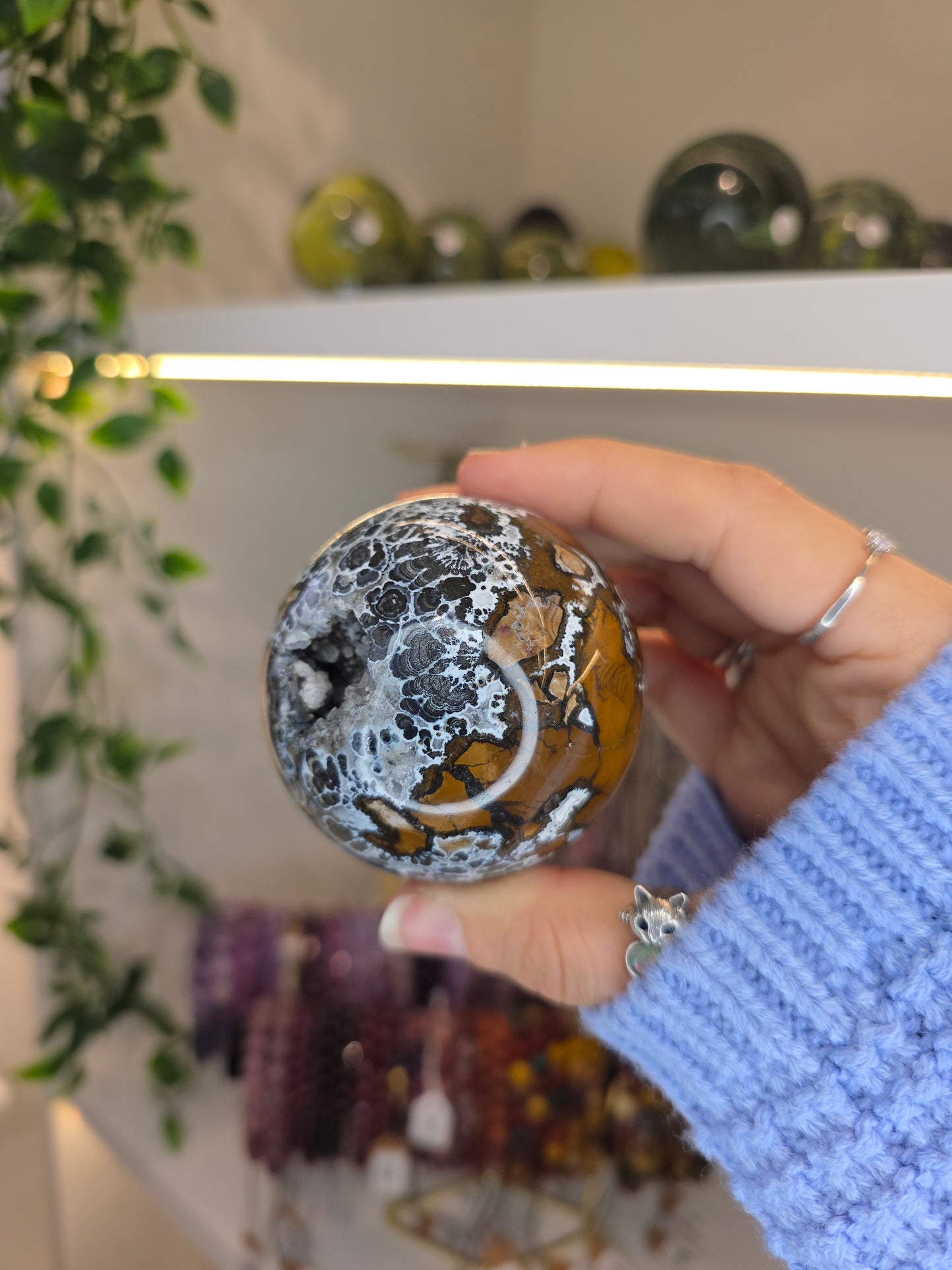 Indonesian Rare Blue Brecciated Jasper Sphere C