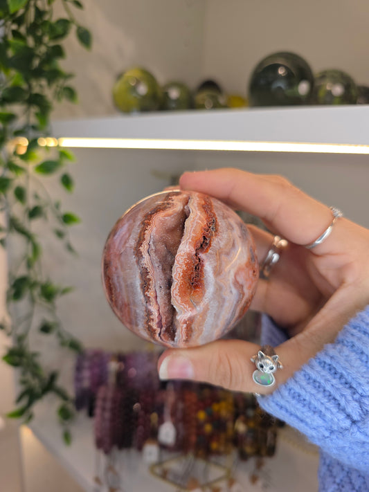 Various Indonesian Pink Crazy Lace Agate Spheres