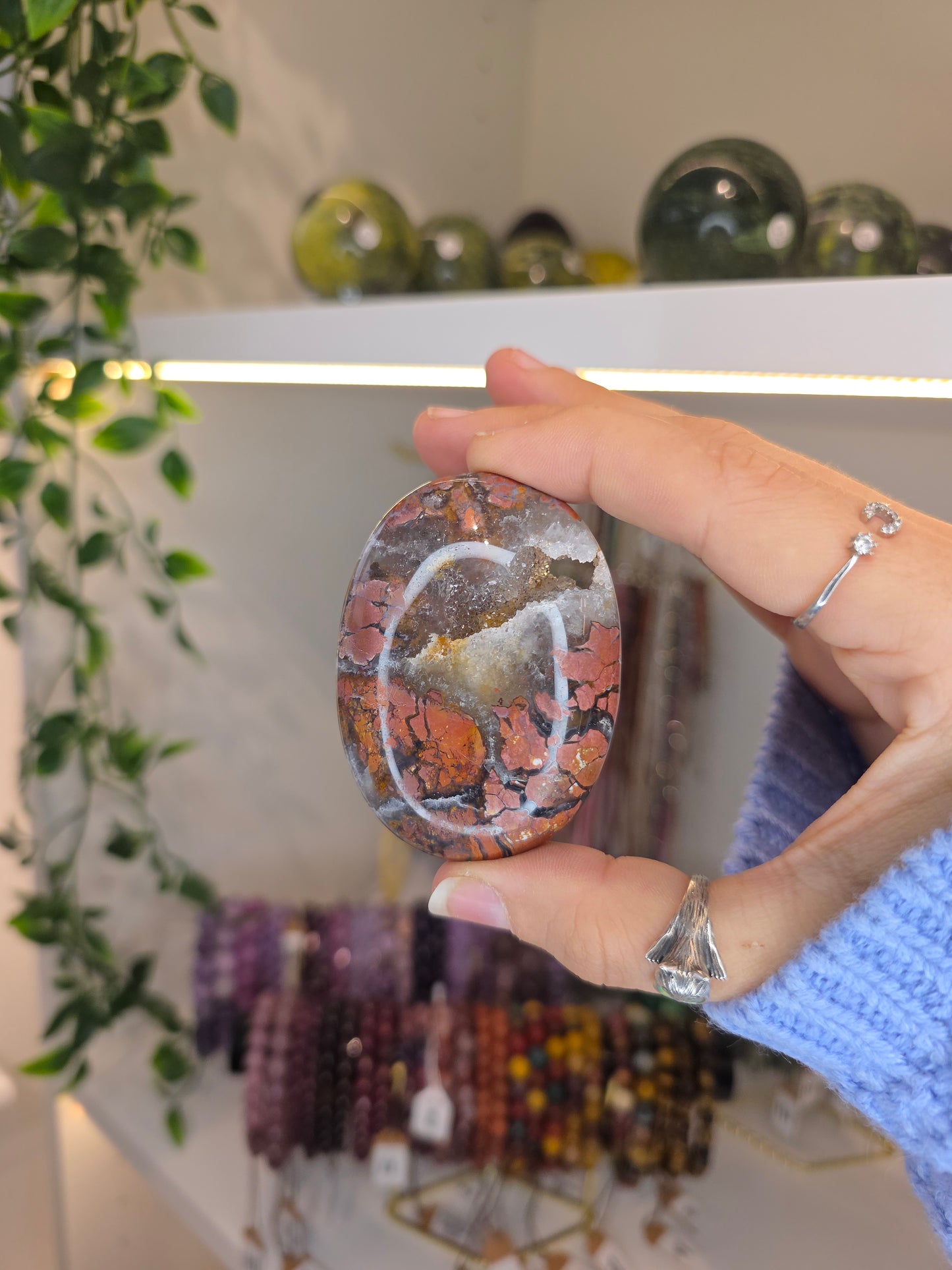 Indonesian Pink Brecciated Jasper Palm Stones