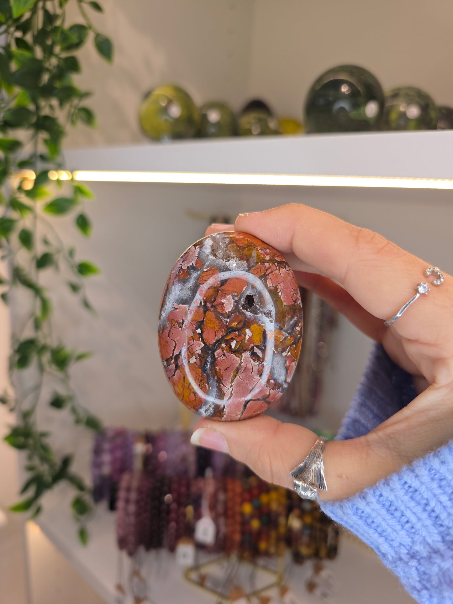 Indonesian Pink Brecciated Jasper Palm Stones