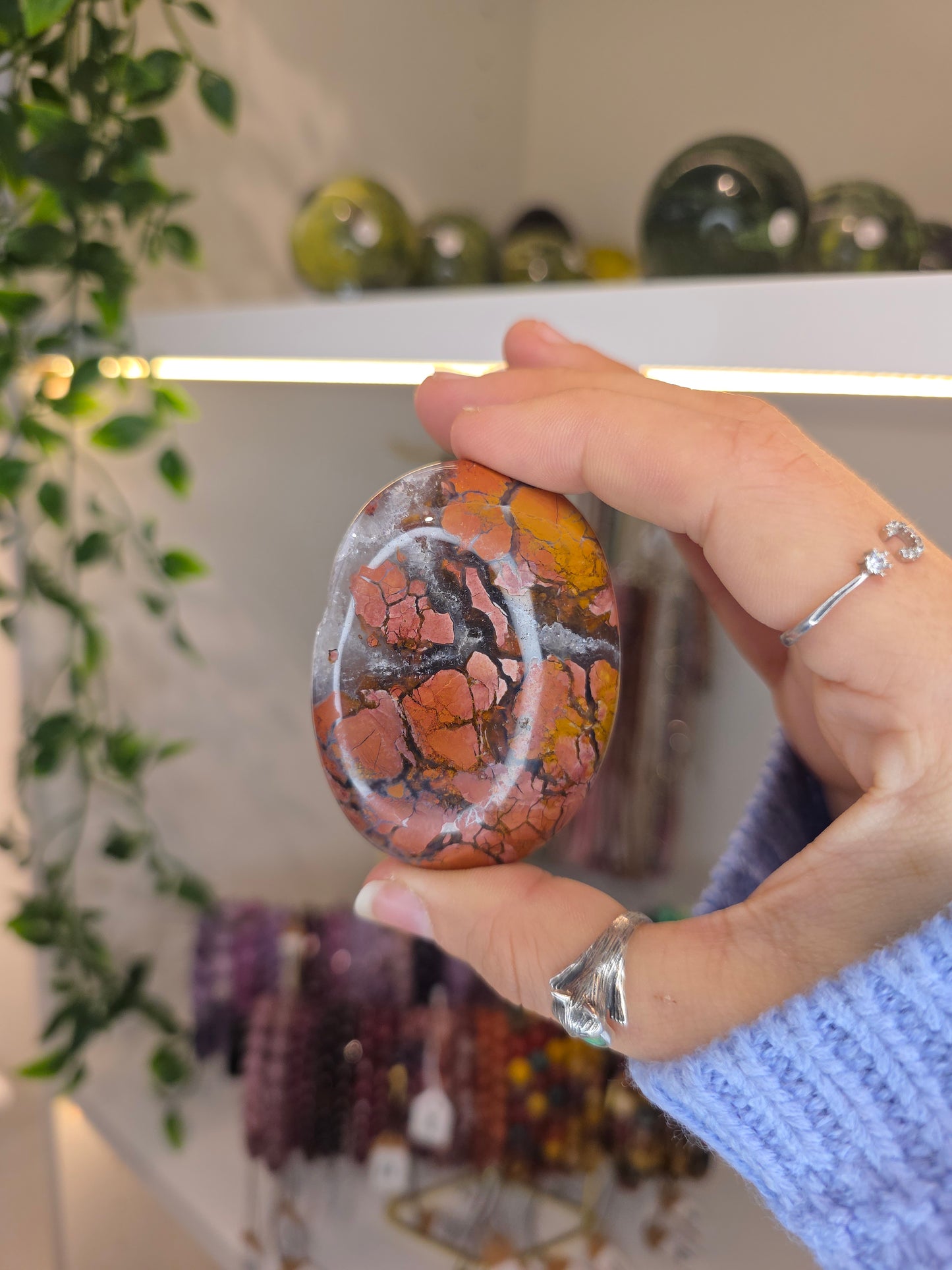 Indonesian Pink Brecciated Jasper Palm Stones