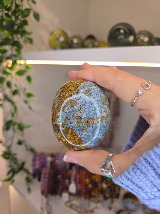 Indonesian Rare Yellow Marcasite Palm Stones