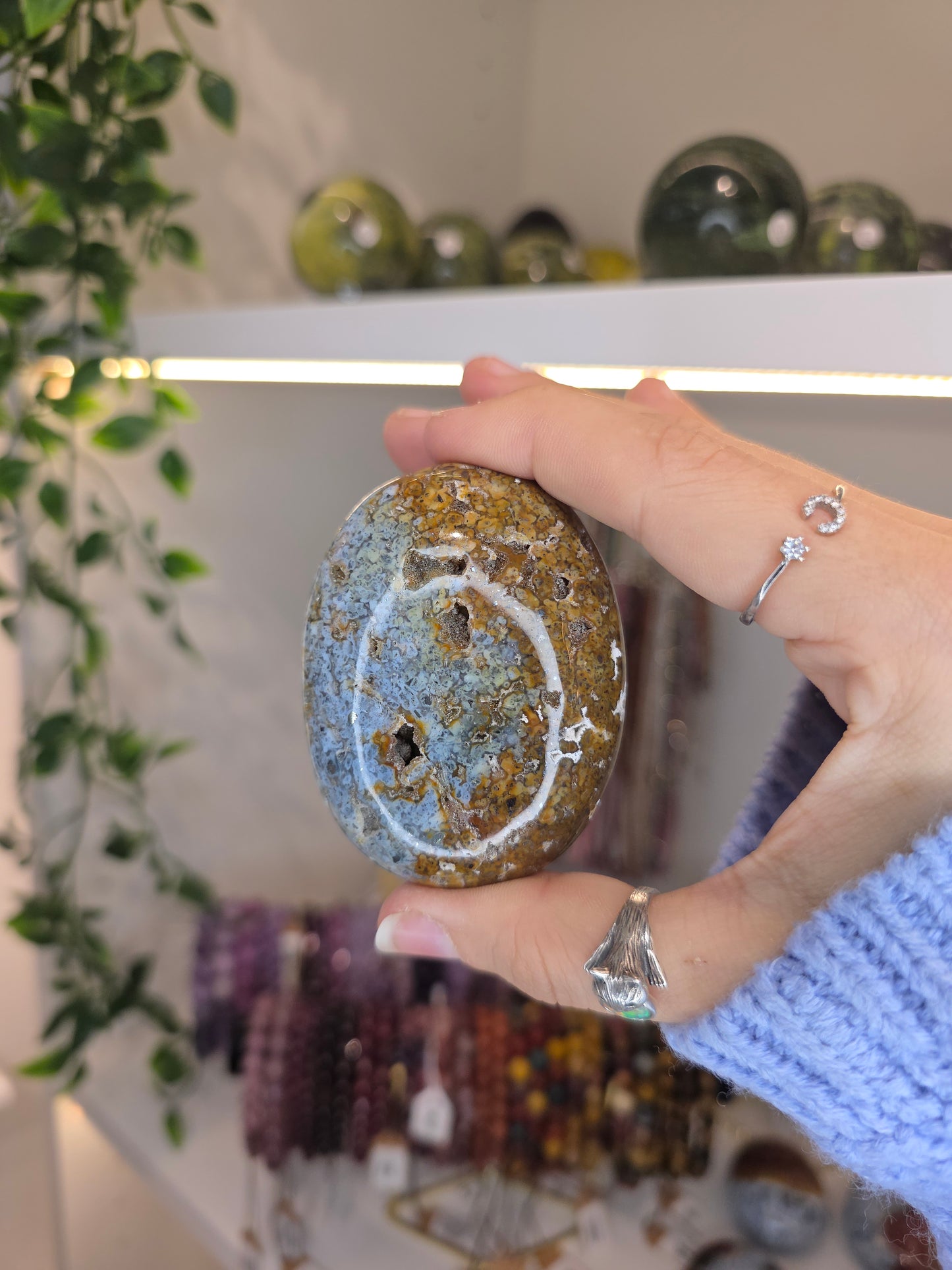 Indonesian Rare Yellow Marcasite Palm Stones