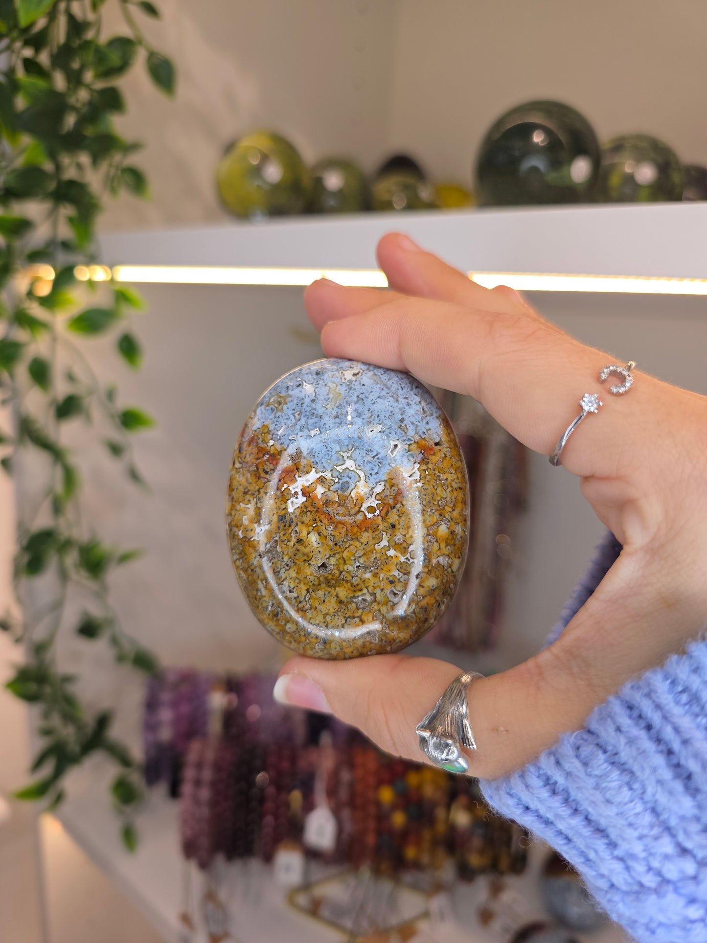Indonesian Rare Yellow Marcasite Palm Stones