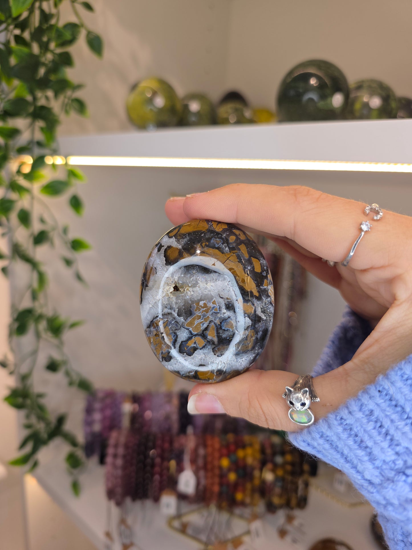 Indonesian Rare Black Brecciated Jasper Palm Stones