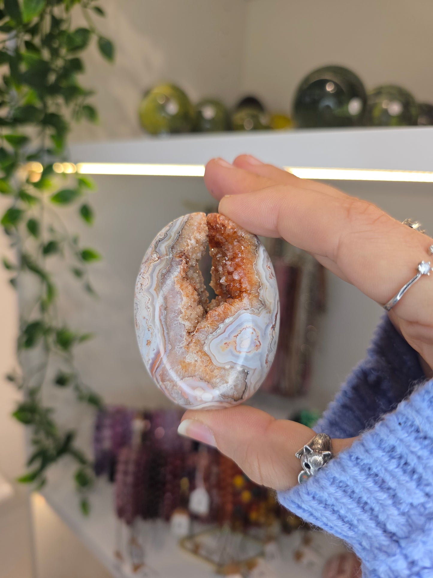 Indonesian Pink Crazy Lace Agate Palm Stones