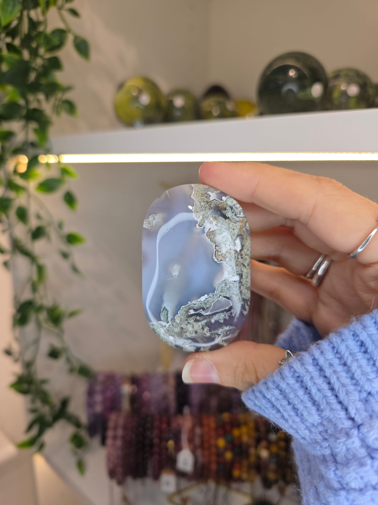 Moss Agate Palm Stones