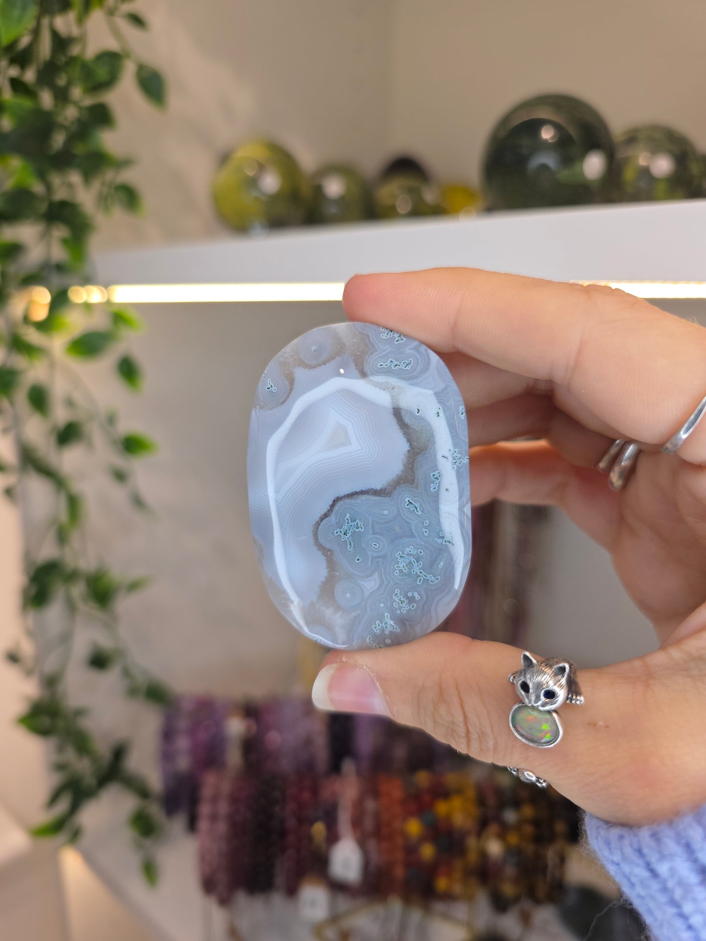 Moss Agate Palm Stones
